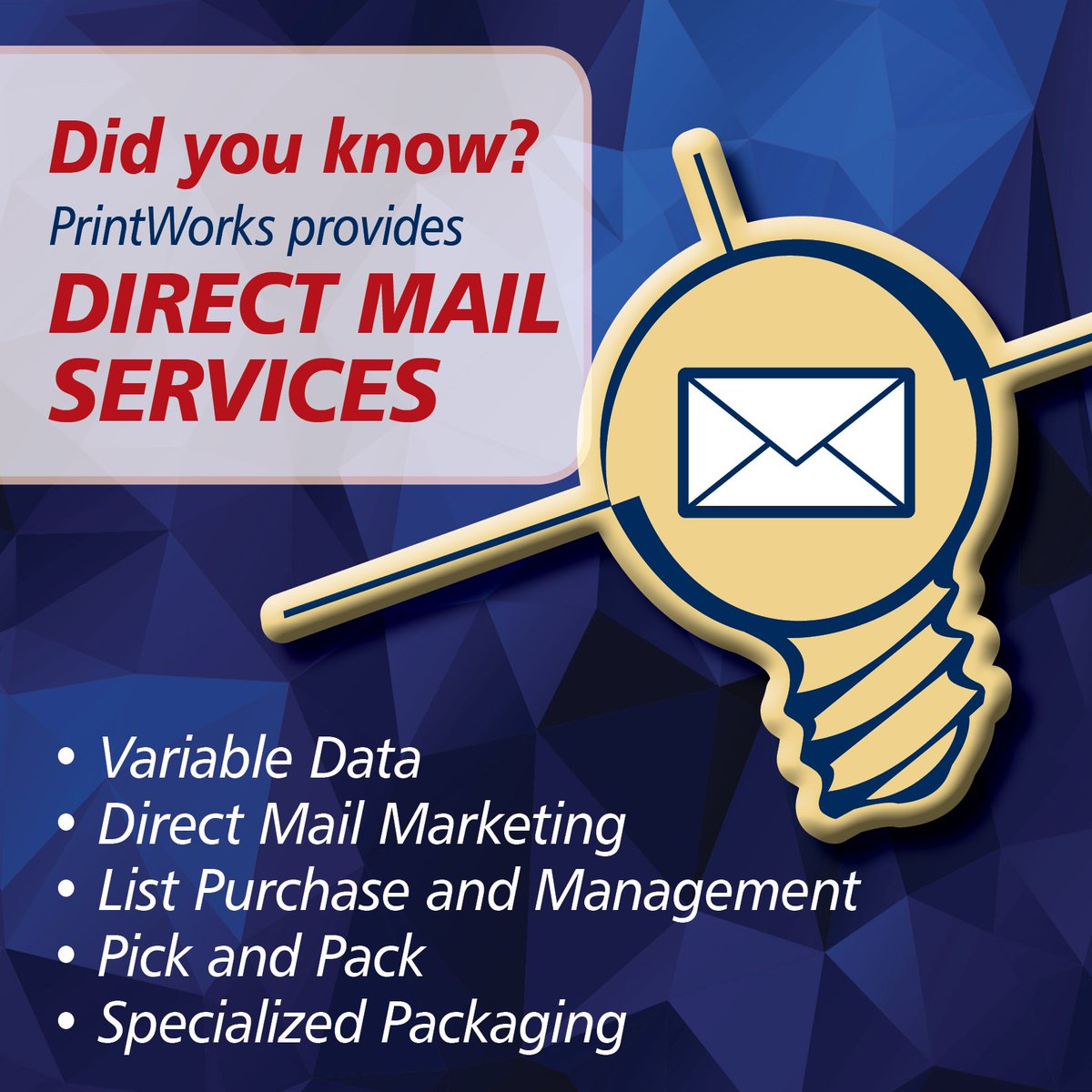 AGus822lansdale's tweet photo. Did you know?
PrintWorks provides Direct Mail Services
• Variable Data
• Direct Mail Marketing
• List Purchase and Management
• Pick and Pack
• Specialized Packaging
#whyprintworks #directmail #rush #printinglife #PA https://t.co/9hvWjKnh49