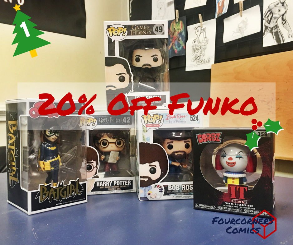 4CornersComics's tweet photo. The Countdown to Christmas has begun....24 Days of Deals - Starting with DAY 1 - 20% off FUNKO Pop, Dorbz, Rock Candy....Now thru 9:30pm (12/1 Only!) @4CornersComics! Let's help you check off that list!#countdowntochristmas #24daysofdeals #Gettysburg #bestcomicshopingettysburg https://t.co/hflqHpMmga