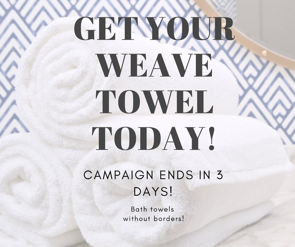 WeaveTextile's tweet photo. Our Kickstarter campaign ends in 3 days! Make sure to grab your Weave towels just in time for the holiday season, while supplies last! https://t.co/cHTZg05OU3" https://t.co/yTFcy4mQGv
