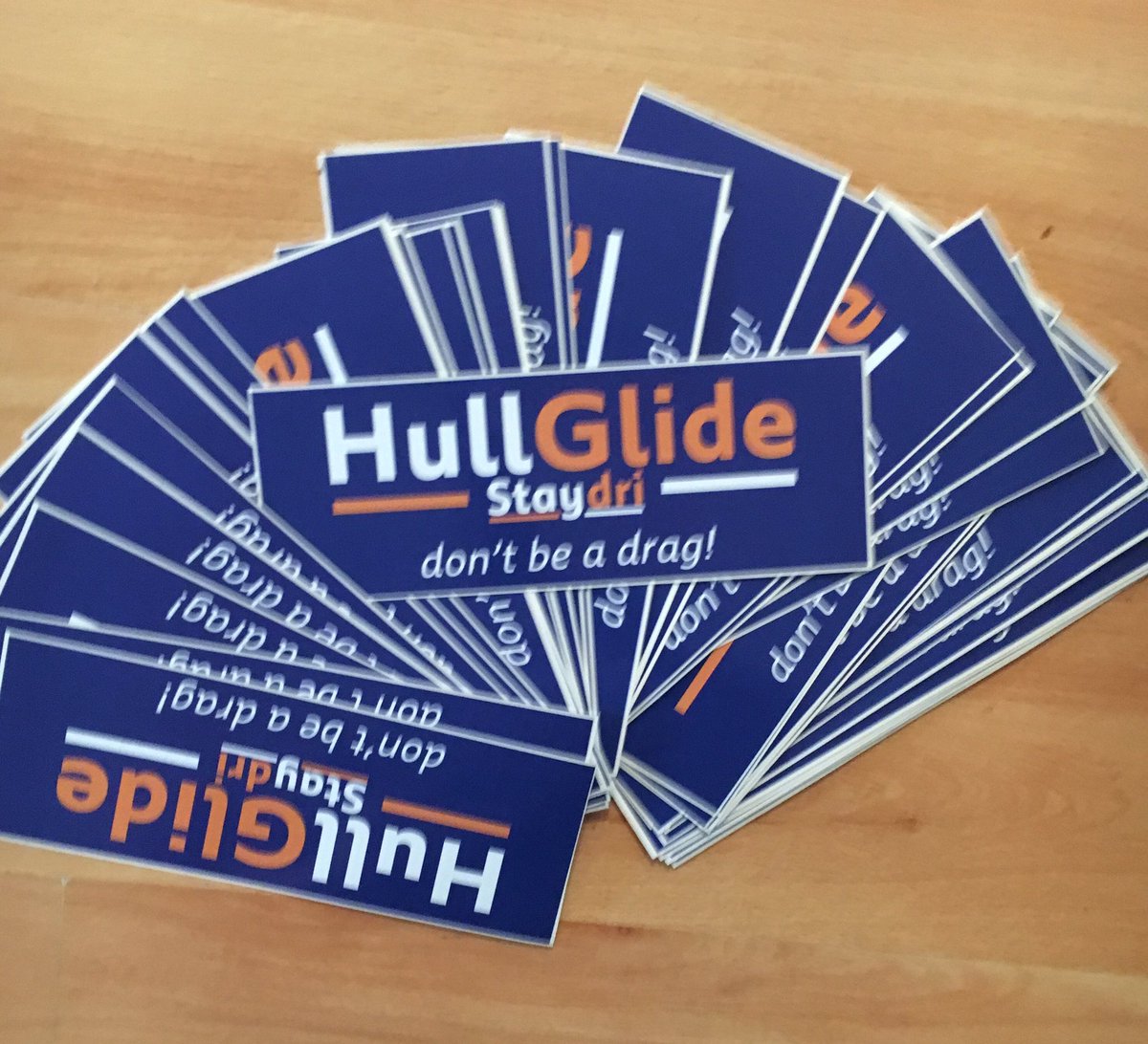 Staydrier's tweet photo. New stickers have turned up from the printers #Staydri  #HullGlide https://t.co/VQH88Sdvo9