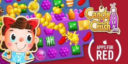 CandyCrushSoda's tweet photo. Help create an AIDS-free generation. (SODALICIOUS)RED is available now through December 8, 2017 (PST). #endAIDS #AppsForRED https://t.co/pkgnslLcE6