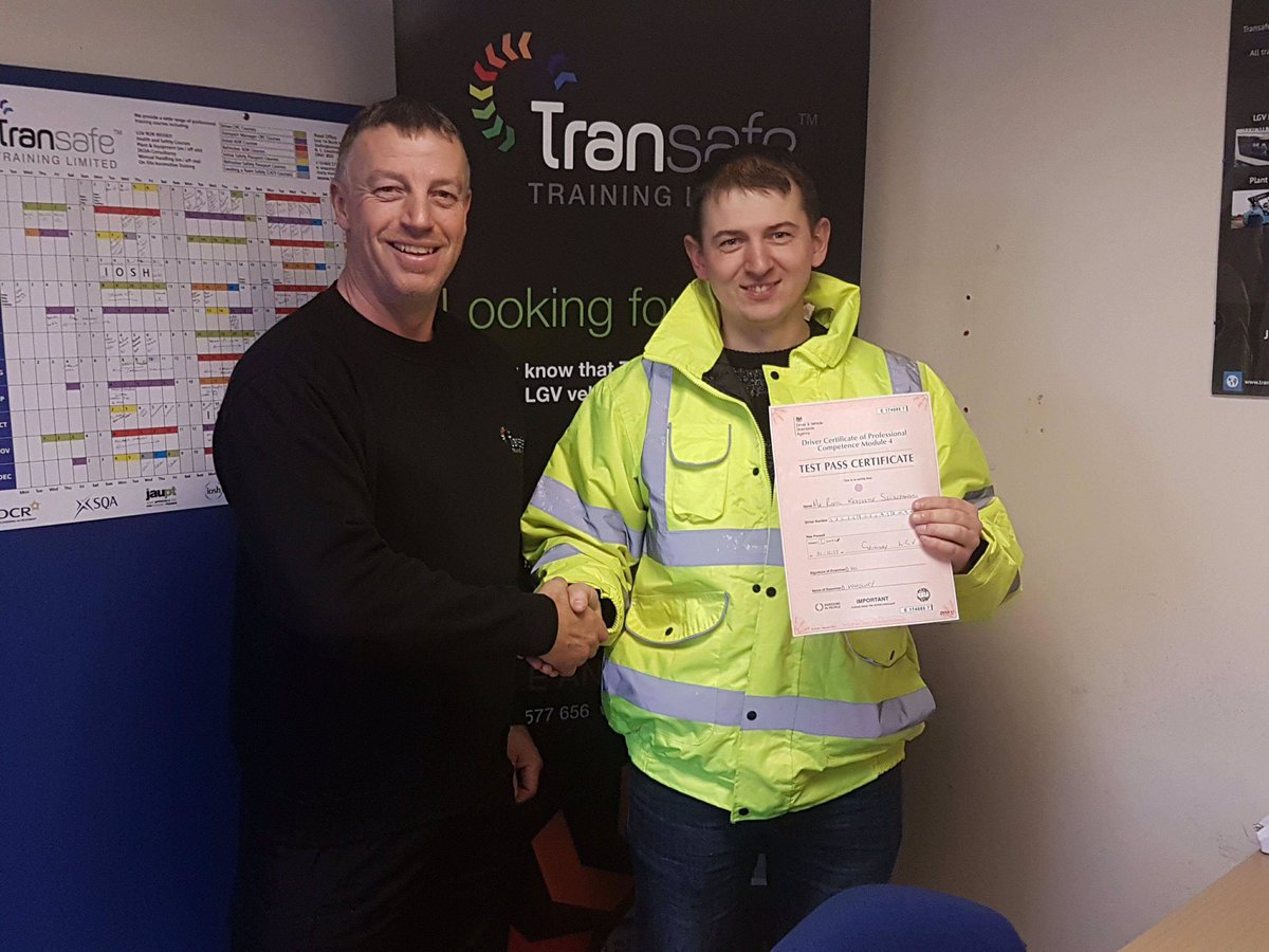 TransafeTrain's tweet photo. Congratulations to Rafal Szczepanski for passing his MOD 4 first time today :) Well Done :) #training #mod4 #initialcpc #completed #welldone #lgv #congratulations https://t.co/hi8WlzDXVy