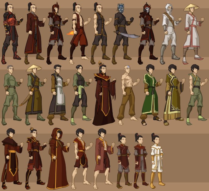 Every outfit ever worn by any Zuko in the show 🔥