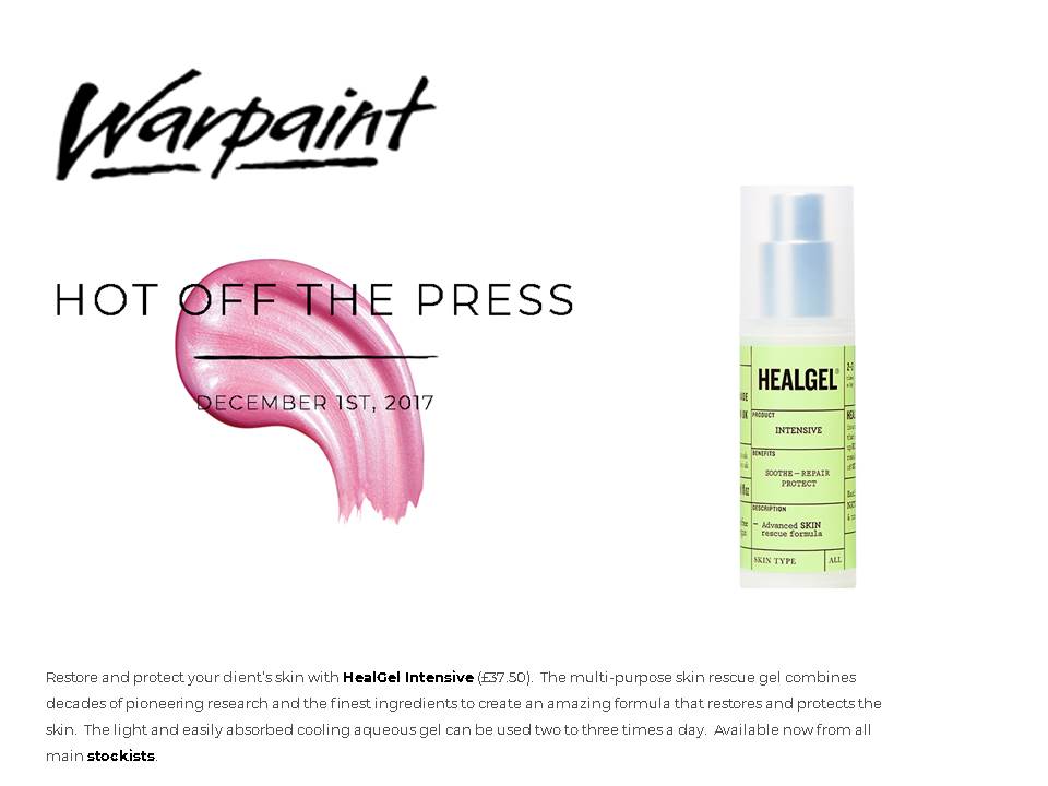 HEALGEL's tweet photo. @Warpaint_Mag Thank you for the feature on HealGel Intensive! https://t.co/DnzfMH0pmF