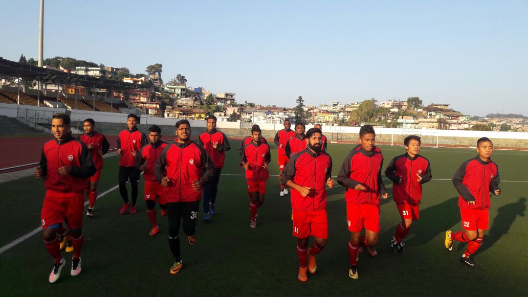 CBFCGOA's tweet photo. The #RedMachines preparing for their first game in the I - League against Shillong tomorrow ! #ChurchillBrothers #Ileague #HERO  #Indianfootball https://t.co/AuQVV0tyj0