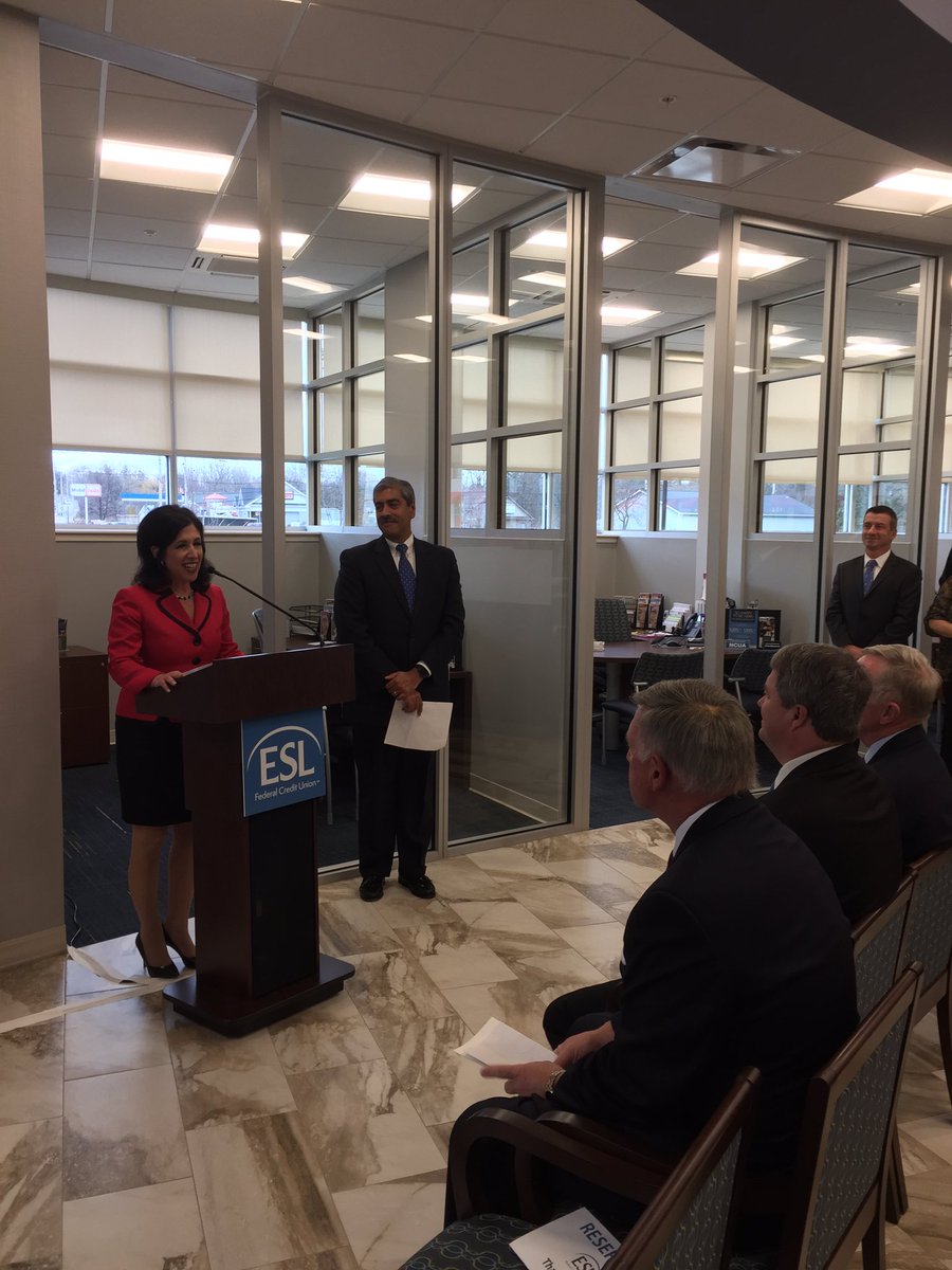 ESLFCU's tweet photo. Today we celebrated the grand opening of our new branch in Fairport. The sincerest thank you to all who attended, including @CherylDinolfo, @SenatorFunke, Perinton Town Supervisor Michael Barker, & Fairport Mayor Frederick (Fritz) May. Thank you for your support! #ROC #FairportNY https://t.co/m42p2NNS3H