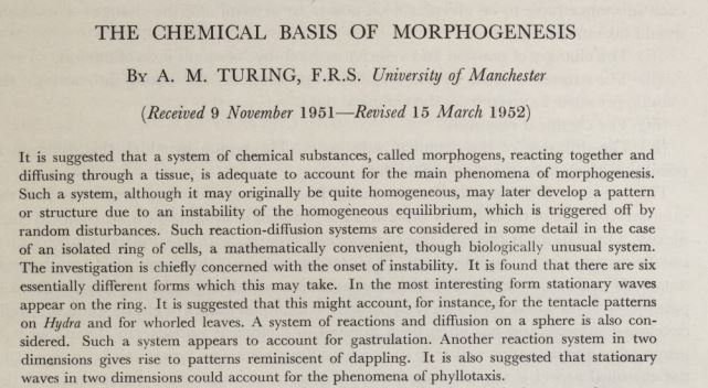 Royal Society Publishing al Twitter: "Includes influential articles like The  chemical basis of morphogenesis by Alan Turing https://t.co/55Ar1lgMDp  #ScienceintheMaking https://t.co/MHjnKaKg8H" / Twitter