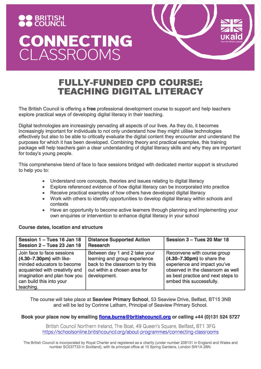 mapsman's tweet photo. Big news: plus my good friend @curriculumni is running a new Connecting Classrooms CPD opportunity in January with @BCouncil_NI on Digital Literacy.    Further details attached https://t.co/yWsL6BlfaK