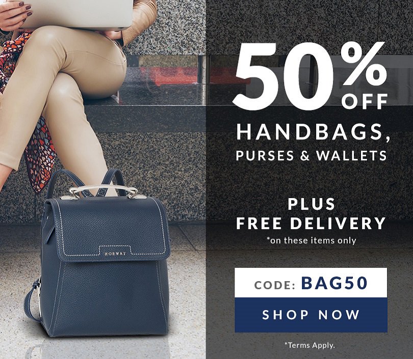 BagsETCLuggage's tweet photo. This Weekend 50% off Handbags, Purses and Wallets and FREE DELIVERY* on these orders! Use BAG50 at the checkout and select FREE DELIVERY. *Our free delivery and 50% off option only applies to handbag purchases ONLY and does not include Suitcases. https://t.co/JfaePzB42B #bagsetc https://t.co/4p14AahVPi