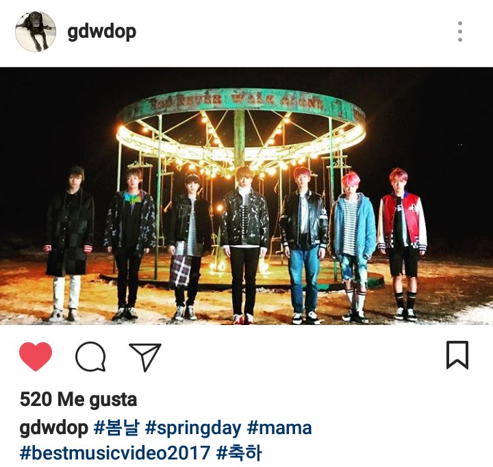 BTSquadPress's tweet photo. El director del MV "Spring Day" 
Compartió una foto en su cuenta de Instagram de #BTS para felicitarlos por su premio🏆 "MEJOR VIDEO MUSICAL" en #MAMA https://t.co/a4A9fD1xvp