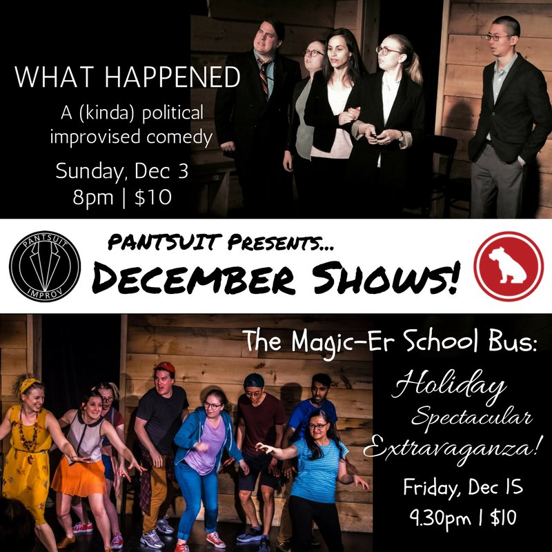 TODAY at 1.15pm, tune in to @Radio_Regent to hear <a href="/JackieTwomey/">Jackie Twomey</a> &amp; Brittney on Stage Left! radioregent.com/shows/stagelef… We'll be plugging our December shows <a href="/BadDogTheatre/">Bad Dog Comedy Theatre</a>: What Happened THIS SUNDAY 8pm + Magic-Er School Bus Holiday Spectacular FRIDAY DEC 15 at 9.30pm! #Toronto #improv