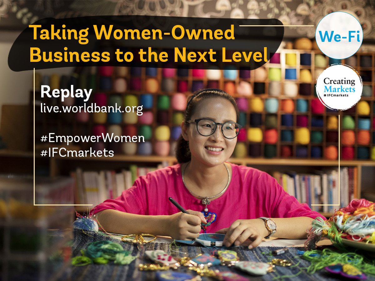 worldbankdata's tweet photo. What challenges do women entrepreneurs face and how can we help them succeed? [REPLAY] https://t.co/Gifoq3I1aU #EmpowerWomen #IFCmarkets https://t.co/4uMgNA18yx