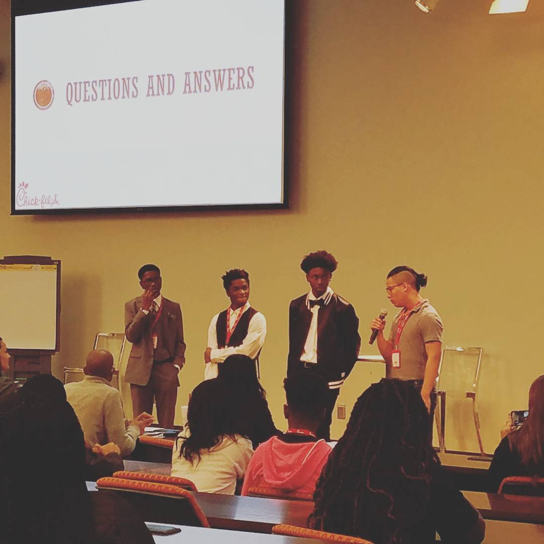 Ms_LMorgan's tweet photo. JA students exceeding expectations today with their Chick fil a case study presentations. I'm so proud of them. @BannekerJAMBA @Banneker_HS #HOBST https://t.co/0z1ppCVBTa