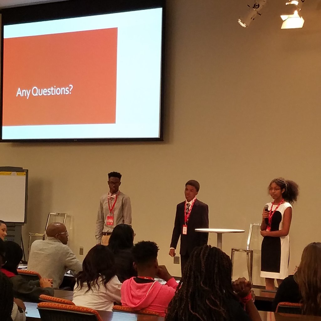 Ms_LMorgan's tweet photo. JA students exceeding expectations today with their Chick fil a case study presentations. I'm so proud of them. @BannekerJAMBA @Banneker_HS #HOBST https://t.co/0z1ppCVBTa