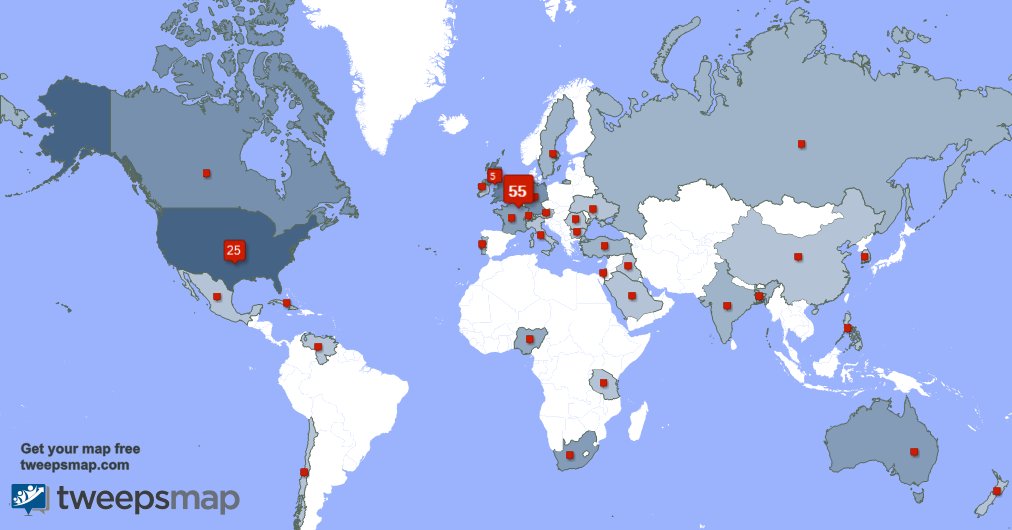 My followers live in Netherlands (53%), USA(24%)... Get your free map: tweepsmap.com/!HVV_com