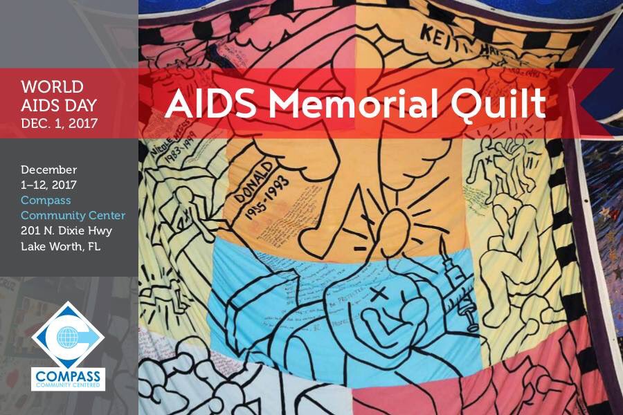 GDylanBrooks's tweet photo. Join us @compasscenter tonight for #WorldAIDSDay2017 Opening Ceremonies starting at 6pm. Special appearances by City Of Lake Worth Mayor Pam Triolo, Voices Of Pride Gay Men’s Chorus, and Interfaith Speakers from the community. #MayWeNeverForget #GettingToZero #IfNotNow_When https://t.co/fPxDThJu5b