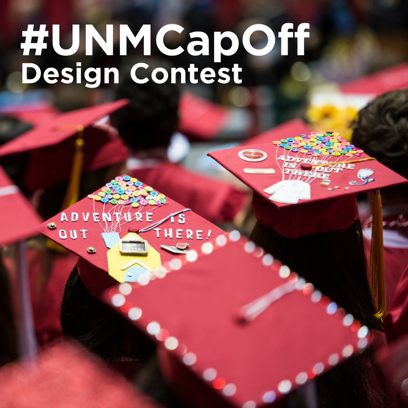 UNM's tweet photo. Send us your graduation caps to WIN! Use the hashtag #UNMCapOff and the photo with the most likes/retweets will in audience choice! The other winner will be chosen from our team. Contest ends Dec. 14th 👩‍🎓👨‍🎓 https://t.co/Am2tvLDhWJ