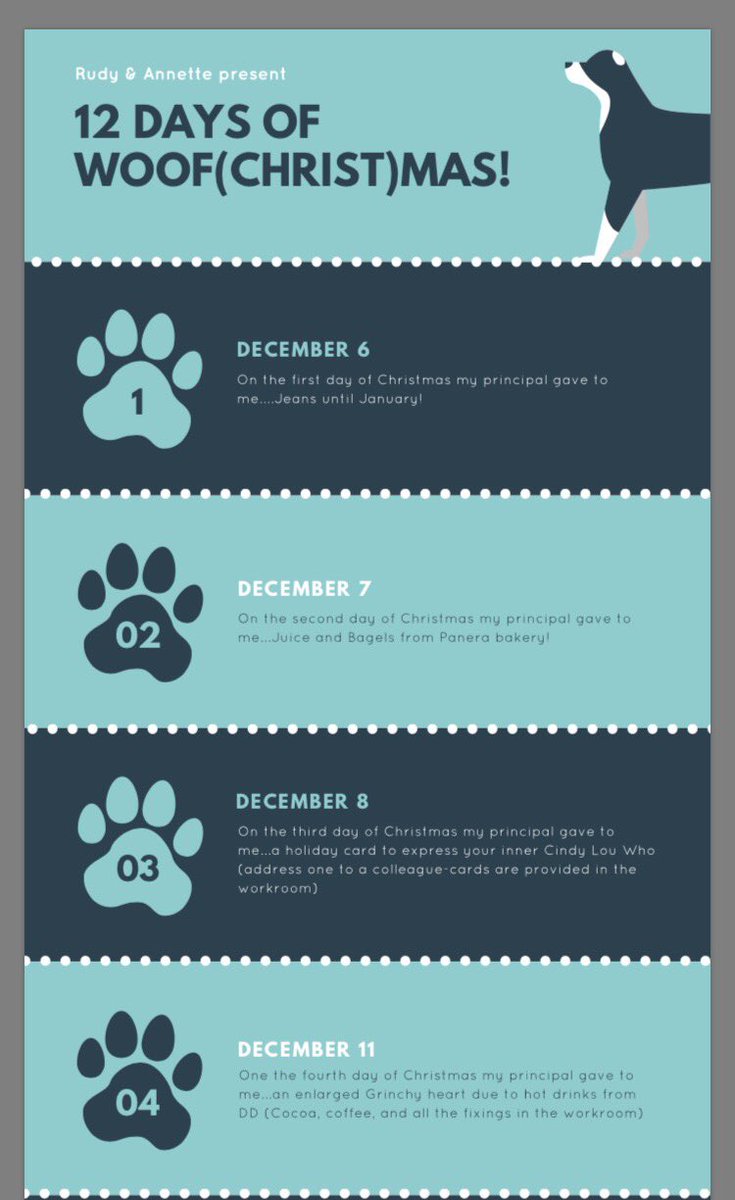 Aewallace8's tweet photo. The twelve days of Woof(Christ)mas from Rudy and I to our #Poco staff! 🐶 🎅 https://t.co/ac7z4xeTbC
