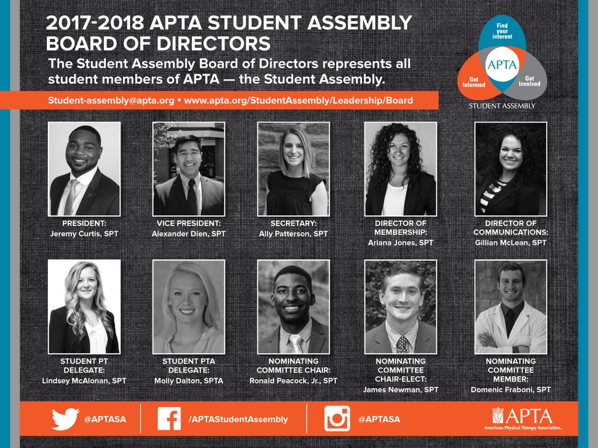 APTAStudents's tweet photo. Your newly elected SABoD are at @APTAtweets Headquarters this weekend for orientation!! Stay tuned for updates!! #DPTstudent #PTAstudent https://t.co/7UYvELHNer