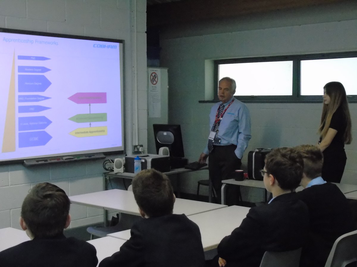 CEIAG_PHS's tweet image. Massive thanks to Gerry &amp;amp; Becky @Cobham_plc,  for helping us out at the drop of a hat. Excellent presentation, extremely informative and a great insight into the organization and routes in. Loved the tips including quote from Kung Foo Panda!!!
#engineeringinsight #apprenticeships