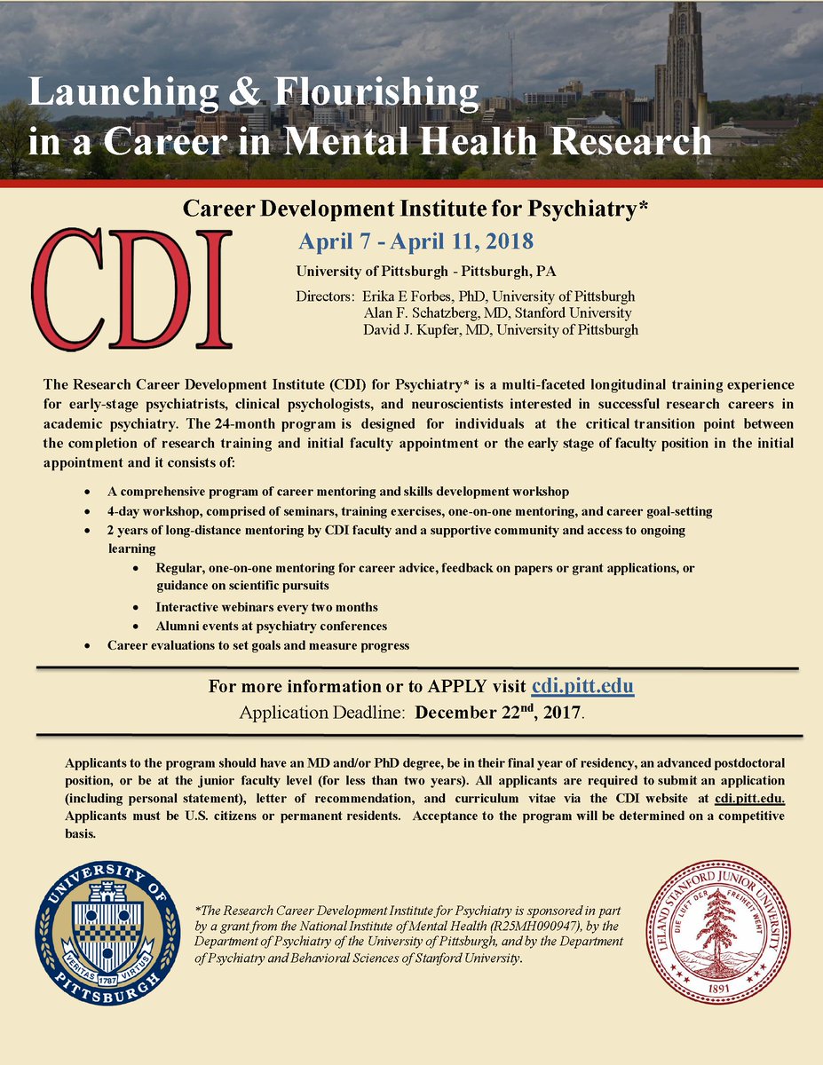 Just a reminder that the CDI application for the class of 2018 is available! Please visit cdi.pitt.edu for more information.