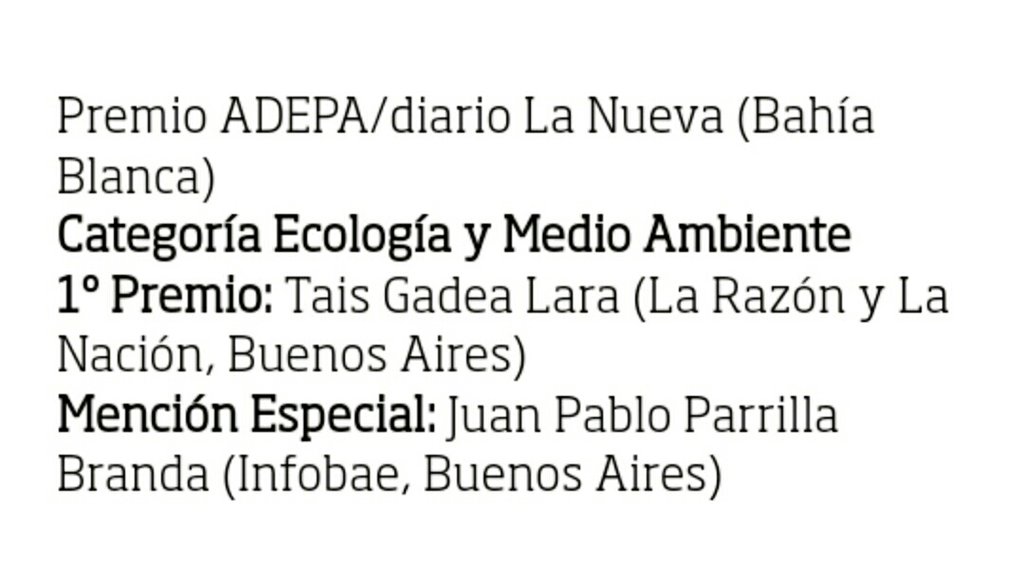 TaisGadeaLara's tweet photo. Gracias @Adepargentina por este reconocimiento ☺ Tercer año que obtengo el Premio al #Periodismo en la categoría de Ecología y Medioambiente 🌱 Gracias @LRSustentable y @fundlanacion por confiar en mi trabajo 📰 Felicidades a los colegas premiados este 2017 👏 https://t.co/ehOCYU0DHZ