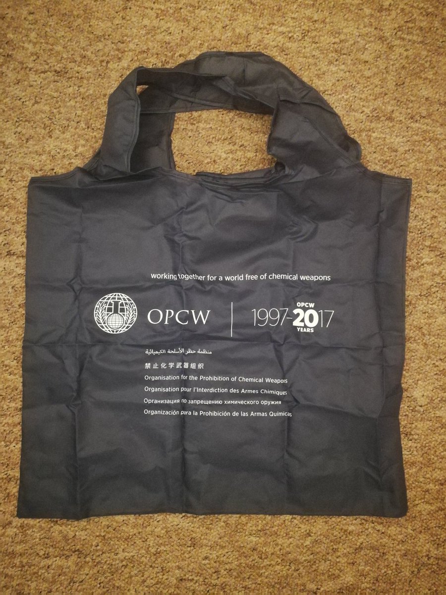alexghionis's tweet photo. Major highlight of @OPCW #CSP22, on a personal level, was the reusable shopping bags they gave out. High expectations for the Review Conference - maybe an #OPCW duvet and pillow set? https://t.co/7CWR4uc5nt