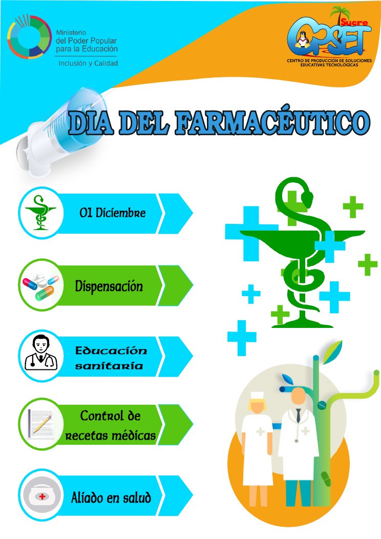 Sucre_CPSET's tweet photo. El 1 ° de diciembre se Celebra en Venezuela el Día del Farmacéutico. @Kleitzerc @cbitsucre @Fundabit @hectnirvig @prensazees @JauaMiranda #01Dic https://t.co/2zMzmuEImp