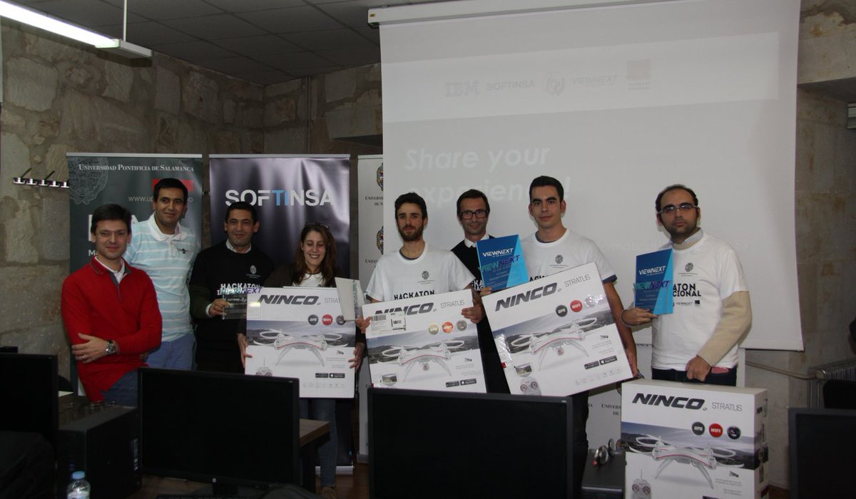 informaticaUPSA's tweet photo. Enhorabuena a los ganadores del Hackaton y a todos los participantes. Un gran trabajo. Y a todos los que lo habéis hecho posible @IBM_ES @viewnext @Softinsa #hackatonupsa2017 #hackatonViewnext https://t.co/gLQXo2P6Ji