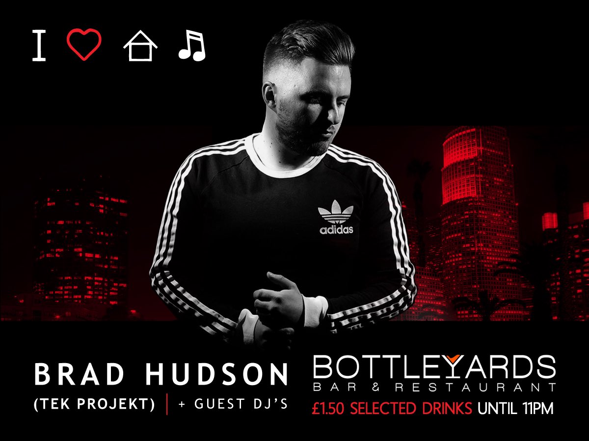 bottleyards's tweet photo. Tonight we are back with #BradHudson #TekProjekt and #ILoveHouseMusic with BOGOF on Cocktails until 11PM 🍸🍹 https://t.co/rPqF1A1aaZ