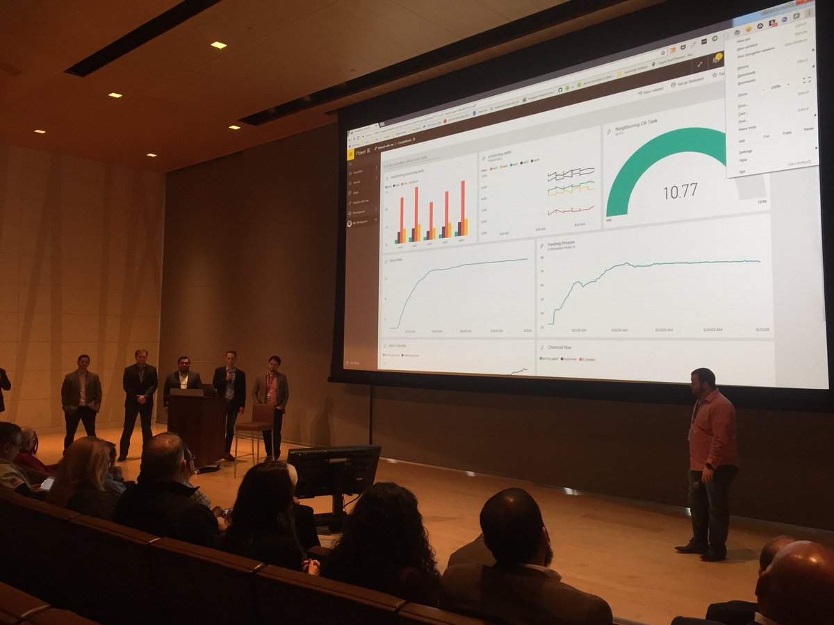 bpcs_tech's tweet photo. Teams Power BI and Continential Resources in action at the #DVNHackathon. Incredible solutions from all the teams that have presented. https://t.co/gbs5Tjdjij