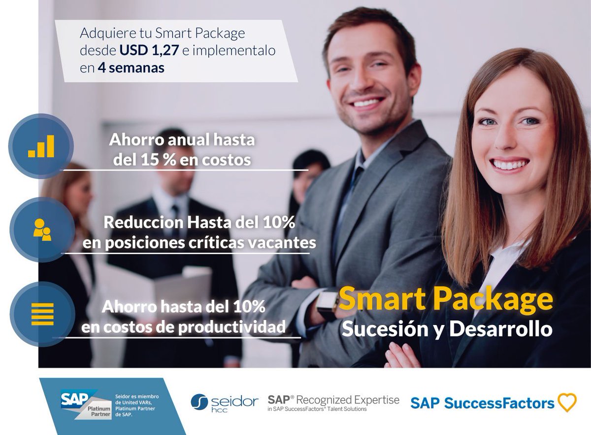 SeidorColombia's tweet photo. Implementa nuestro paquete Smart Package en tan solo 4 semanas y logra un ahorro anual en costos hasta del 15%. Para más información visita https://t.co/QXwbJXPY3w #SAP #SAPColombia #SAPPartner #FocoEnSAP #ERP #ERPSAP #SAPHCM #HCCSeidor https://t.co/RmeoPSEbpv