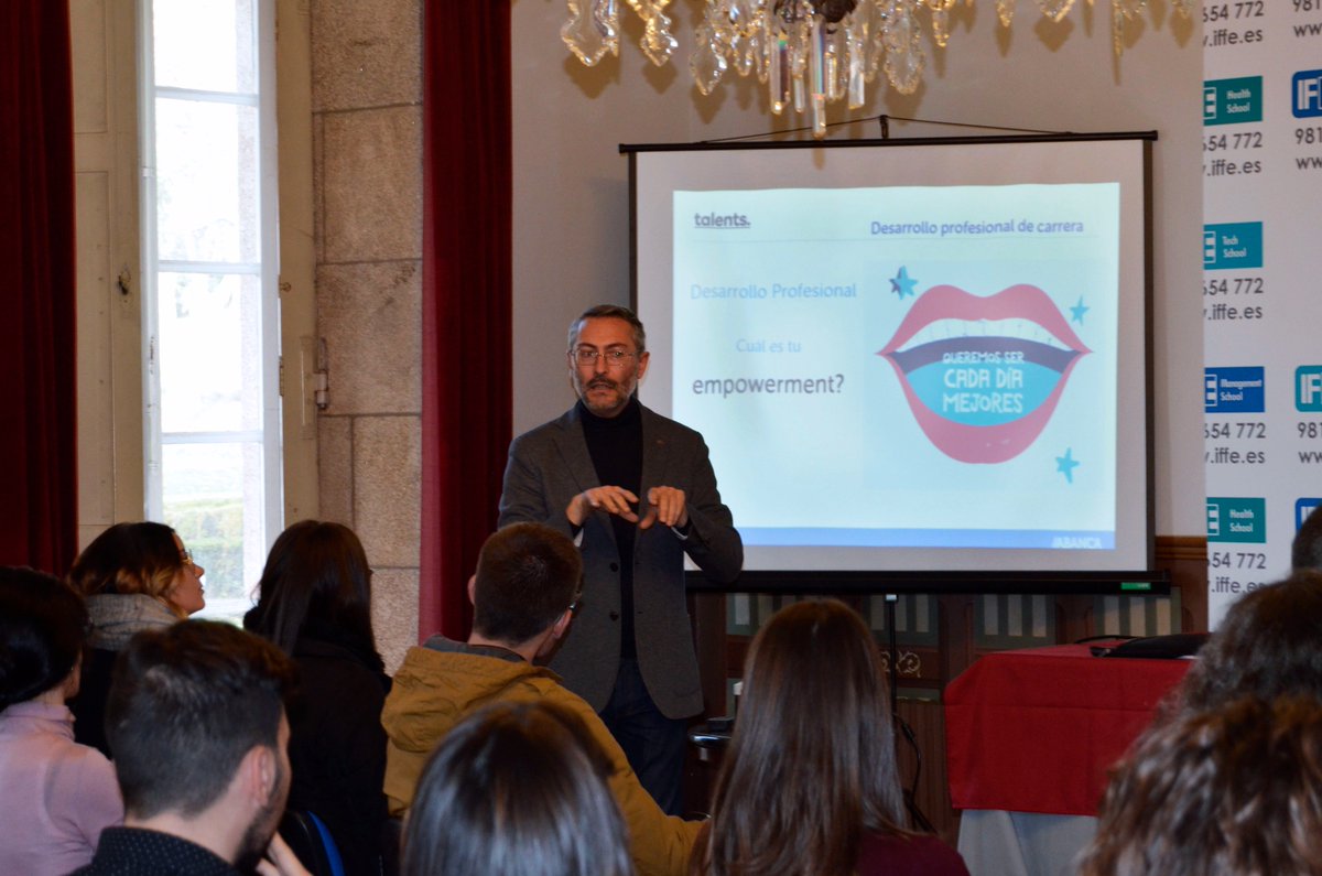 iffe_es's tweet photo. Enmarcado dentro del Programa IFFE #JobAndTalent, nuestros alumnos tuvieron hoy una sesión impartida por el Dpto. de Captación del Talento de @SomosABANCA sobre "Empowerment y Marca Personal". ¡Muchas a Paco Mateo y Diana Gómez por venir y compartir su conocimiento! #TalentoIFFE https://t.co/2q0B39FJoU