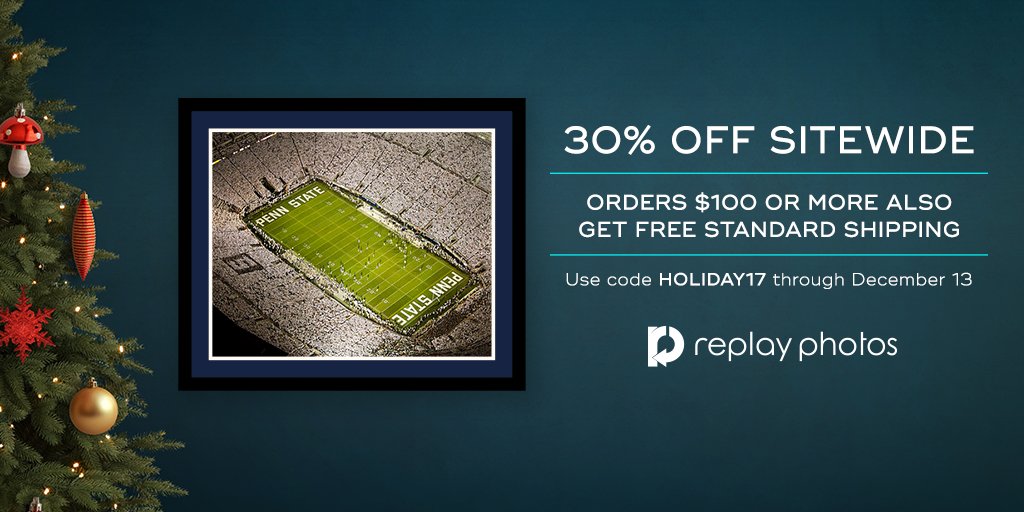 ReplayPhotos's tweet photo. SAVE 30% OFF sitewide and get FREE standard shipping on orders of $100 or more! Use code HOLIDAY17 | Expires 12/13 | Shop: https://t.co/KhvnogI641 #sports #giftidea https://t.co/CEpg1tqmfo