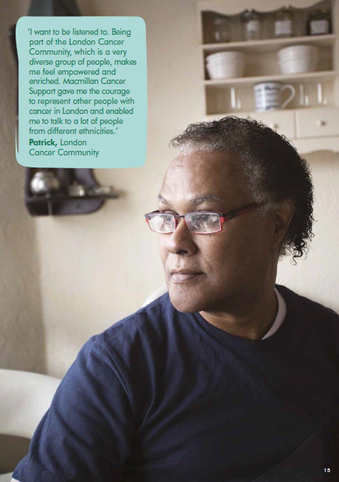 MacPRSouth_East's tweet photo. Patrick wanted to be listened to, so he became one of the founding members of our @macmillancancer #LondonCancerCommunity. The community is still looking for members, so join us by applying on our website #LifeWithCancer https://t.co/USaUie9xQE https://t.co/CHW189DBSx