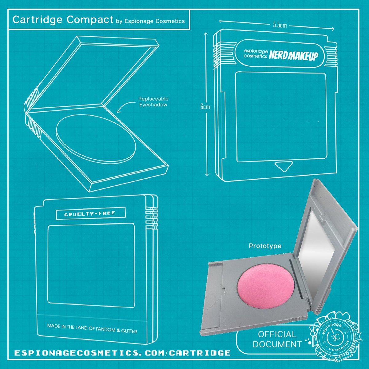 EspionageBeauty's tweet photo. Introducing the Cartridge Compact: Power up your Nerd Makeup w/ Espionage Cosmetics! These fun Cartridge Compacts easily fit in your pocket, conveniently hold our pressed shadows, and look rad as heck! More details coming soon! #NerdMakeup

Get updates: https://t.co/hfmZqmspjD https://t.co/SjihJR3O4F