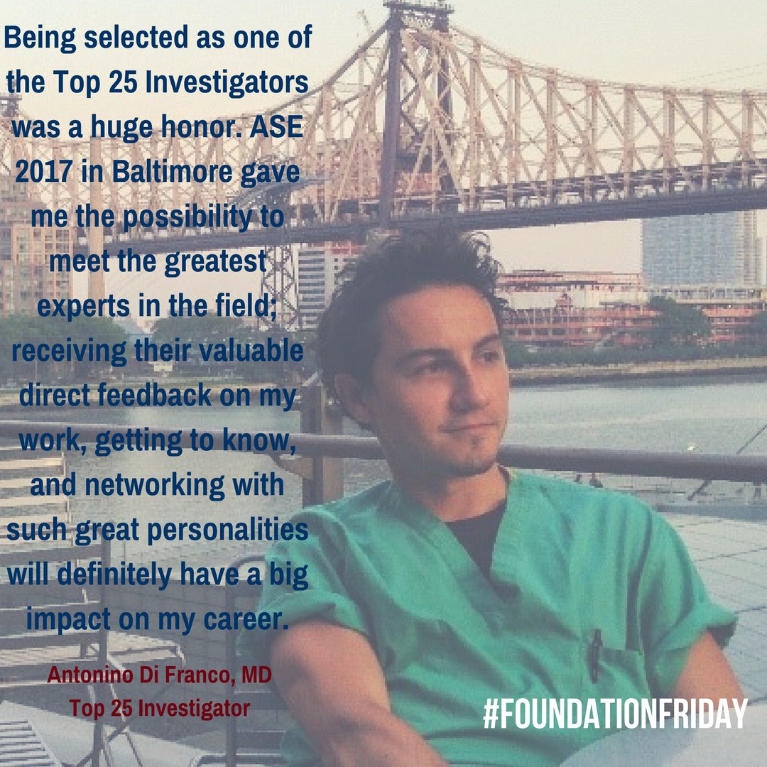 #FoundationFriday A travel grant from the ASE Foundation to Dr. Antonio Di Franco allowed him to attend #ASE2017 Help others attend #ASE2018 bit.ly/2xLVwVH