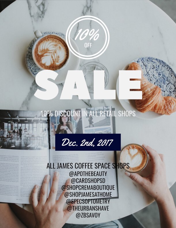 Holiday sale tomorrow on all retail items in the shop !