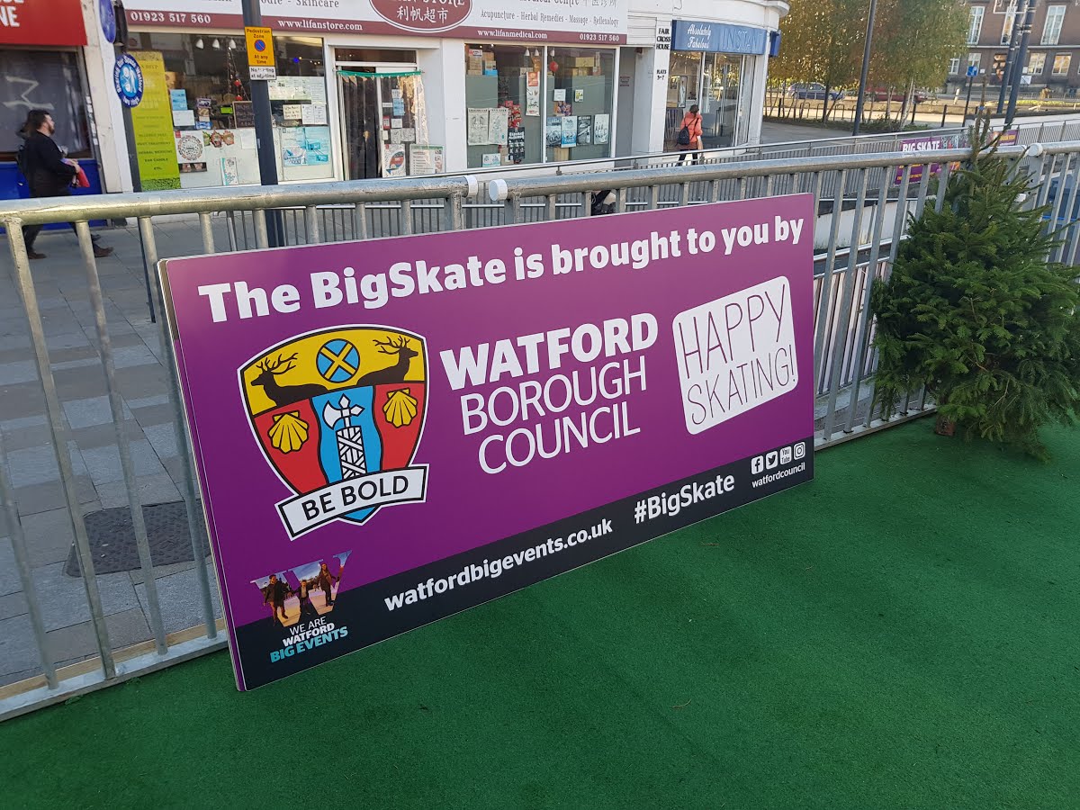 Some aluminium boards printed and delivered to #bigskate for <a href="/WatfordCouncil/">Watford Council</a> . Book your session and get yourself down to the ice rink at the top of the high street!