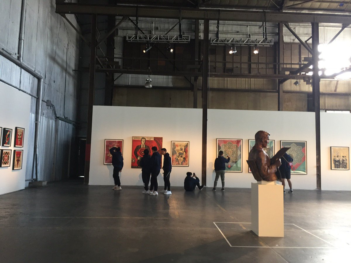 Pacific_Academy's tweet photo. PA students attended a pop-up gallery by Shepard Fairey and had a private tour of the artist's work. They learned about the artist's influences focusing on the social issues in today's society. They r working on activities n literature that connect to the themes within his work. https://t.co/j7w4P7AscB