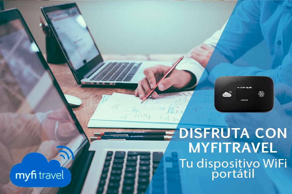 myfitravel's tweet photo. Con #Myfitravel podrás conectar hasta 8 dispositivos en tus reuniones de #trabajo y así compartir el gasto. 😉 Infórmate en https://t.co/lbtjoYX00d #internet #wifi #conexión #wifiportátil #viaje #viajar #travel https://t.co/Aw7JlKkQdt
