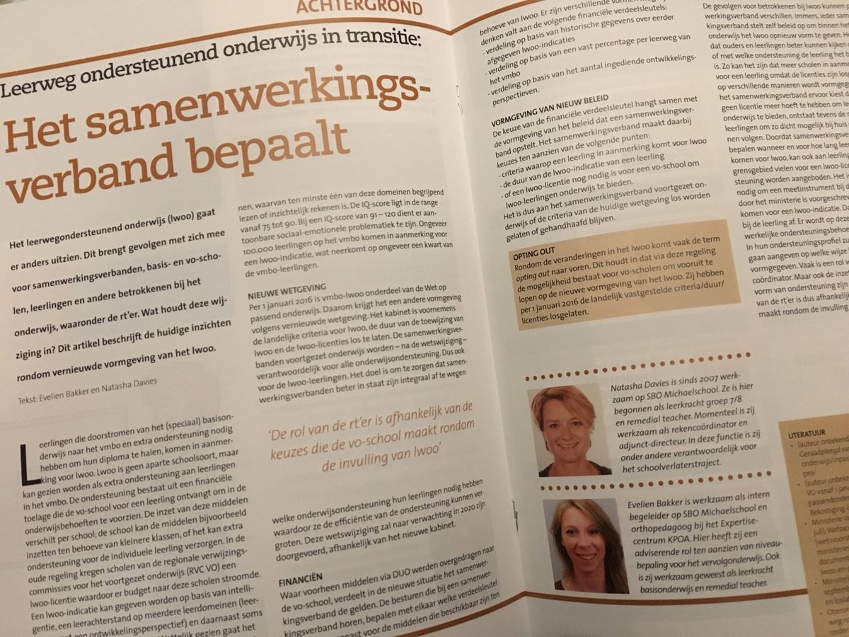 Trots op mijn collega’s Evelien Bakker en <a href="/natasdavies/">Natasha Davies</a> die een artikel hebben geschreven over leerweg ondersteunend onderwijs (lwoo) in transitie. #tijdschriftvoorremedialteaching