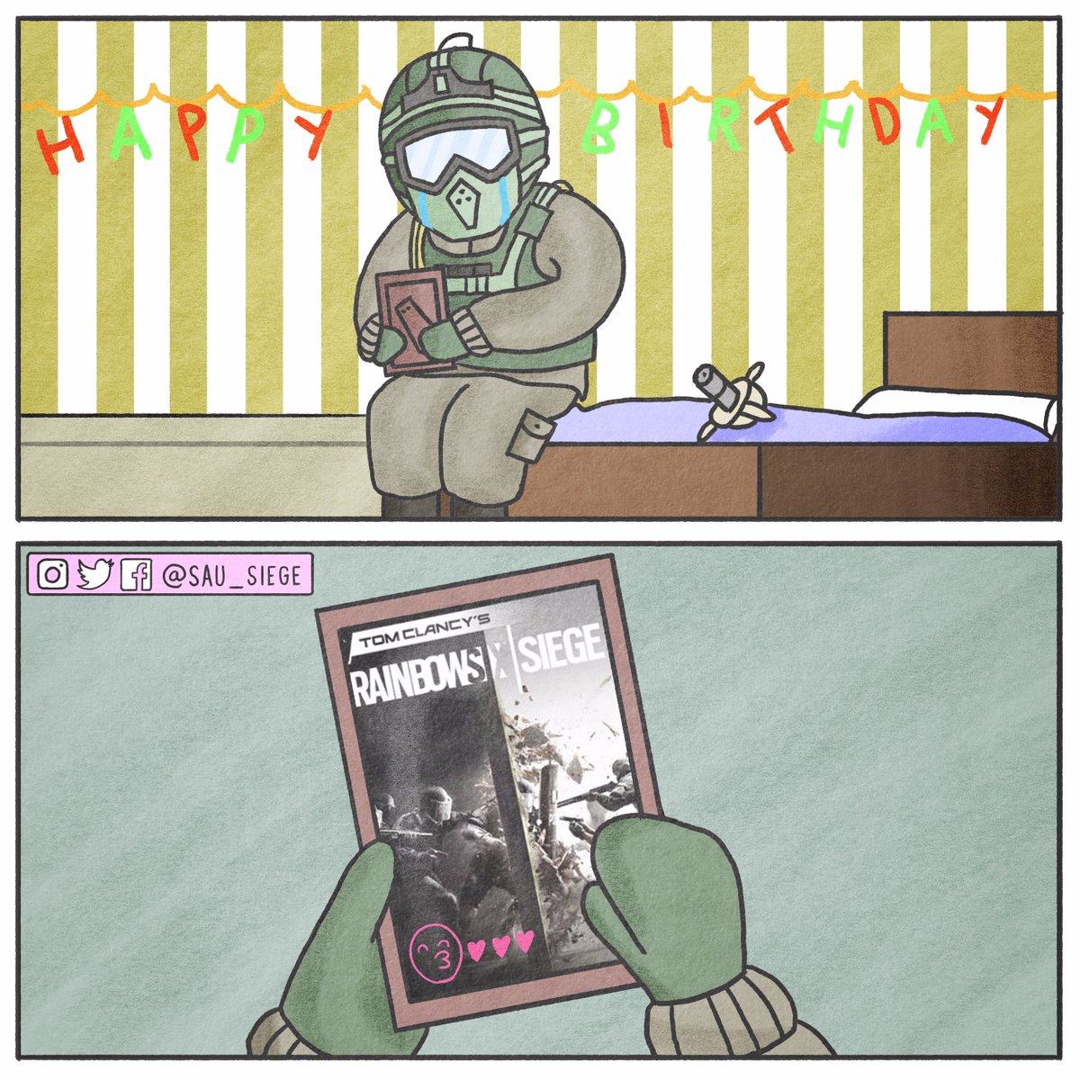 SAU_SIEGE's tweet photo. Happy birthday @Rainbow6Game! You are an example of what happens when talented people come together! Love you lots xxx 😘😘😘 @Ubisoft https://t.co/du6abEIpIZ https://t.co/x0HGqufp5i