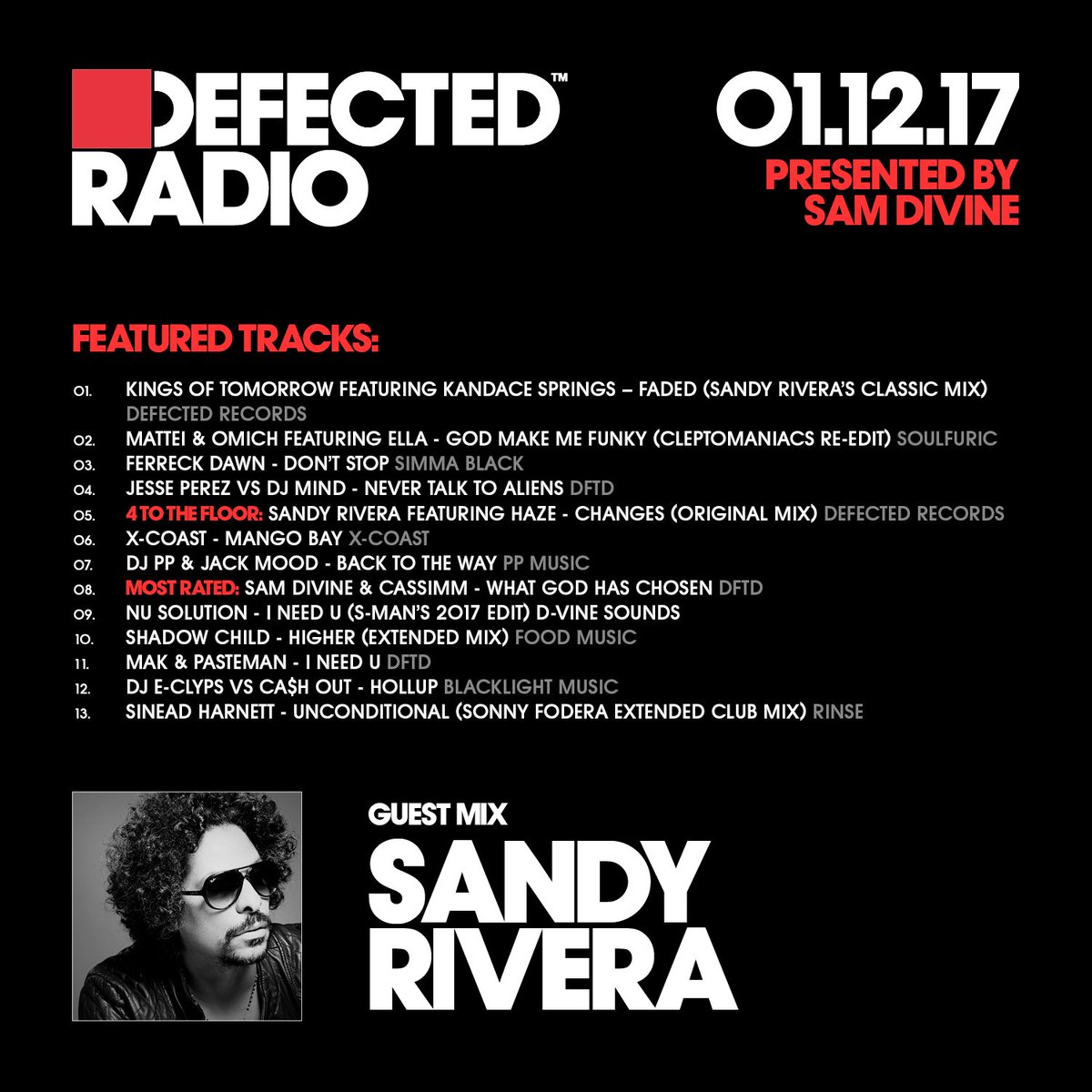 Happy Friday! 🌏

<a href="/djsamdivine/">Sam Divine</a> is back with the latest Defected Radio Show, <a href="/djsandyrivera/">Sandy Rivera - Kings Of Tomorrow - deepvisionz</a> on the guest mix! 💥 Keep it locked!

smarturl.it/dradiostream