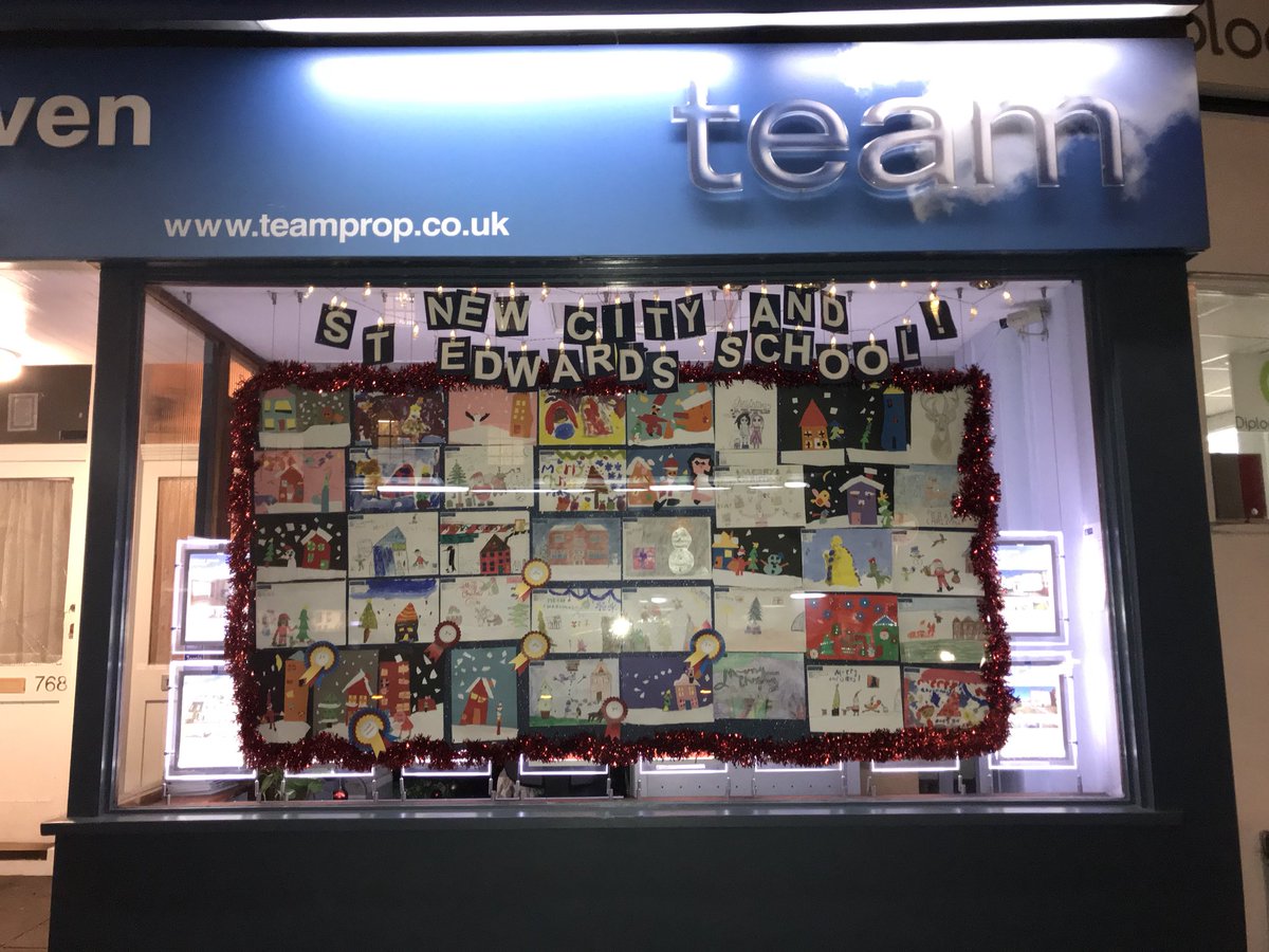 mstevenproperty's tweet photo. First look at our Christmas competition window display! A big thank you to St Edwards and New City School based in #Newham and an even bigger thanks to all the children who participated. Also thank you to @NewhamBookshop who helped us pick the winners and added to the prizes! https://t.co/UoIBusXZDp