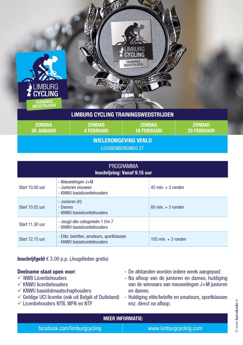 LimburgCycling's tweet photo. Agenda bij de hand? Noteer dan:
🗓28 januari, 4, 18 en 25 februari 
🚴 @LimburgCycling Trainingswedstrijden 
📍Wieleromgeving Herungerberg ℹ️👇 https://t.co/VOHhkvaOec