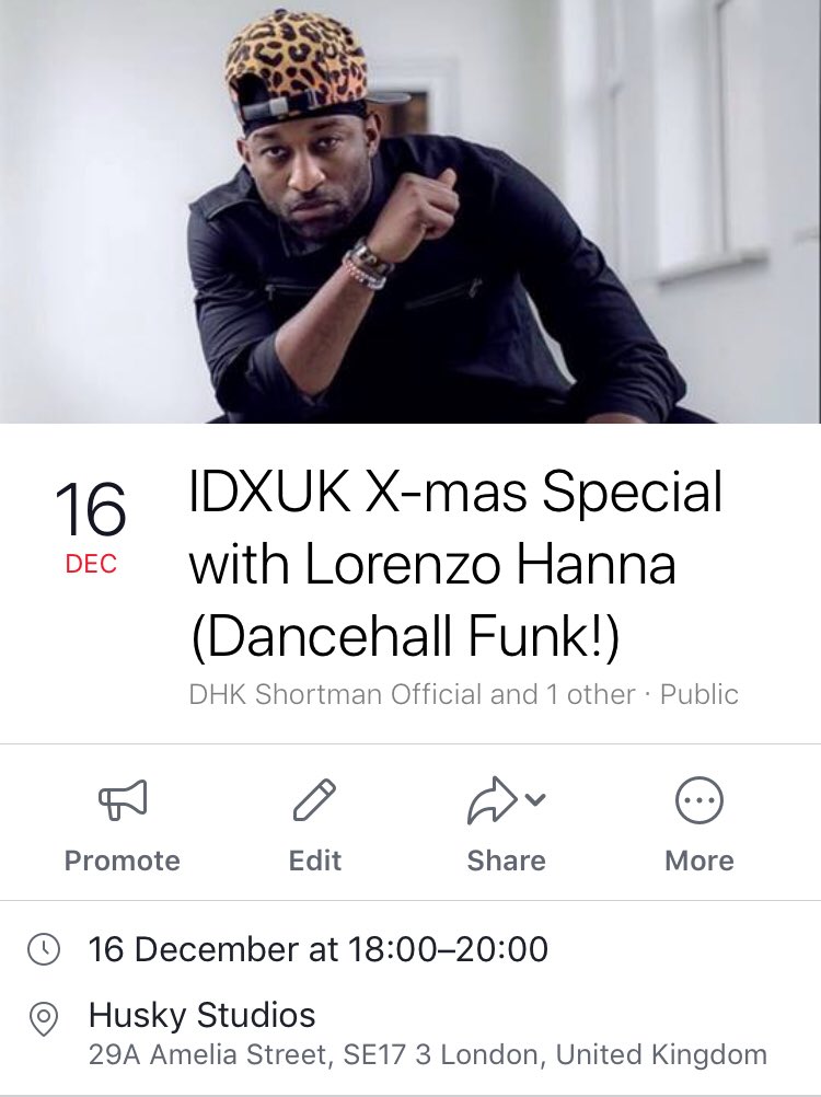 dhk_shortmanuk's tweet photo. #IDXUK Xmas Special, Sat Dec 16th 2018 @ #HuskyStudios with @Lorenzo_zaggazo @DancehallFunk ยฃ15 EARLYBIRD PRICE til MON 4TH DEC, ยฃ20 AFTER! https://t.co/zDg3F8J4de