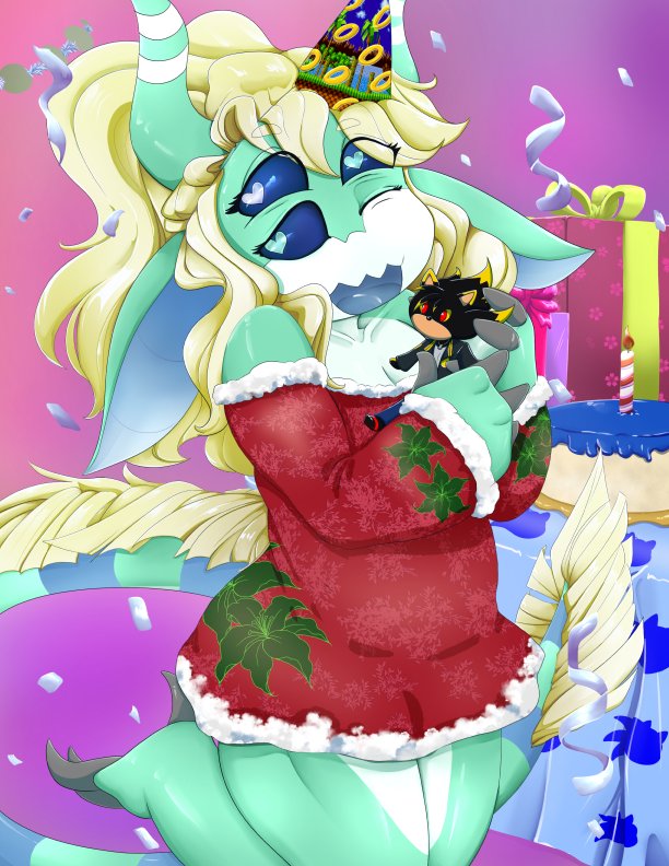 HurricaneBonBon's tweet photo. #happy #birthmas @TentaclePerv3rt! 🎈🎊🍰 #birthday #niffle #festive #hedgehog #biffle #cute #pinupart #digital https://t.co/gqZ0k9RxWI