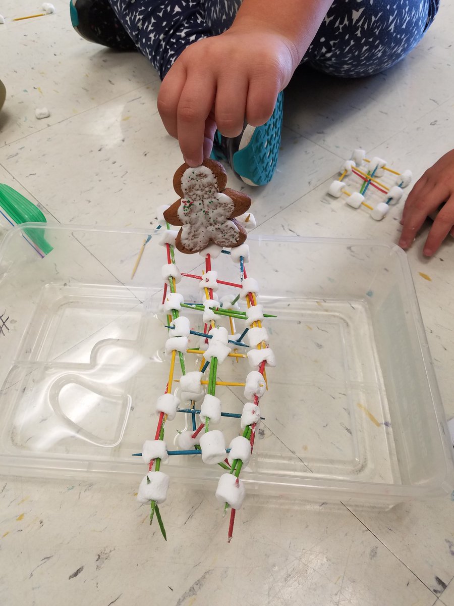 We worked in teams to create a bridge for the gingerbread man to use to safely cross the river! <a href="/DixonRoadElem/">DixonRoadDragonflies</a> #Stem