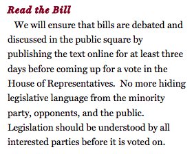 daveweigel's tweet photo. Reminder: The idea that the Pelosi Democrats jammed votes on unseen bills was so pervasive that the GOP pledged to make them available for three days so voters could read them. https://t.co/JLBtQnzsf1